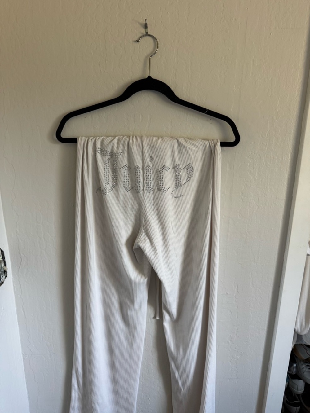 Juicy Couture White Ribbed Lounge Pants